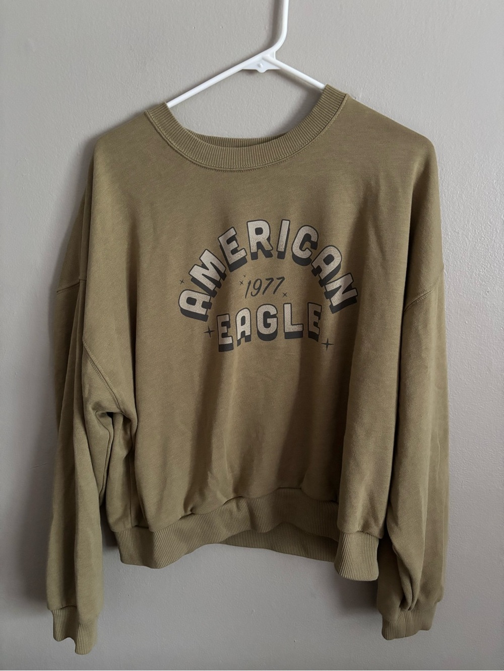 American Eagle Outfitters Olive Green Crewneck Sweatshirt with Logo